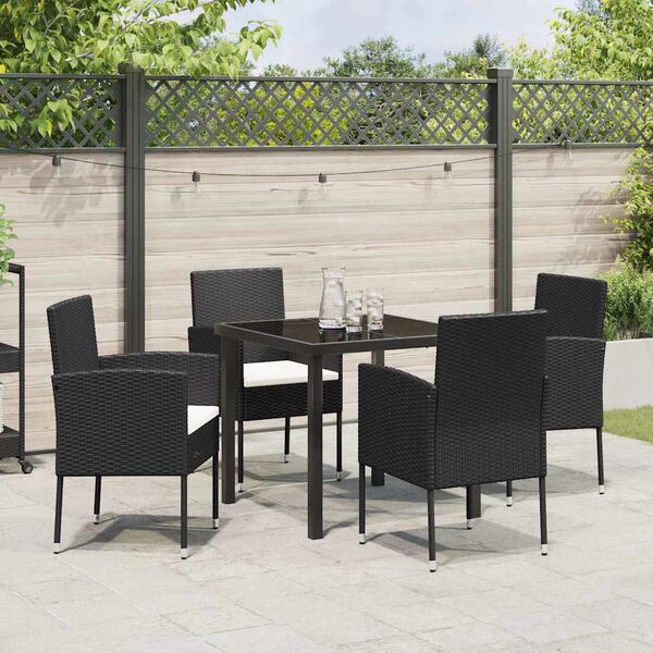 vidaXL Ensemble de salle &agrave; manger pour jardin 5 pcs Noir polyrotin