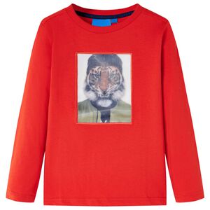 T-shirt pour enfants &agrave; manches longues rouge 128