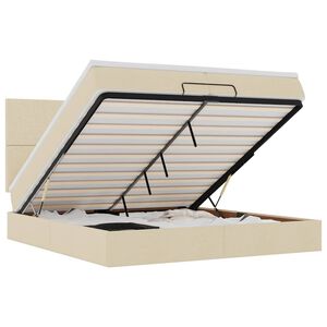 VidaXL Cadre de lit ottoman avec matelas cr&egrave;me 200x200cm tissu