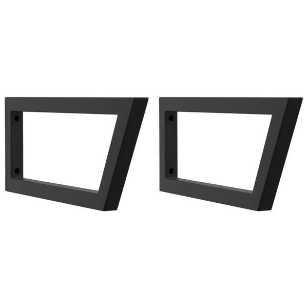 vidaXL Supports d'&eacute;tag&egrave;res pour lavabo 2 pcs noir trap&egrave;ze acier