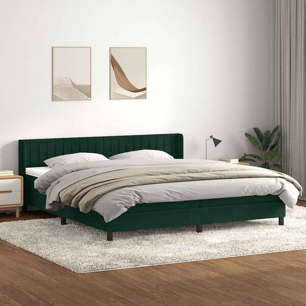 vidaXL Sommier &agrave; lattes de lit et matelas vert fonc&eacute; 180x220cm velours
