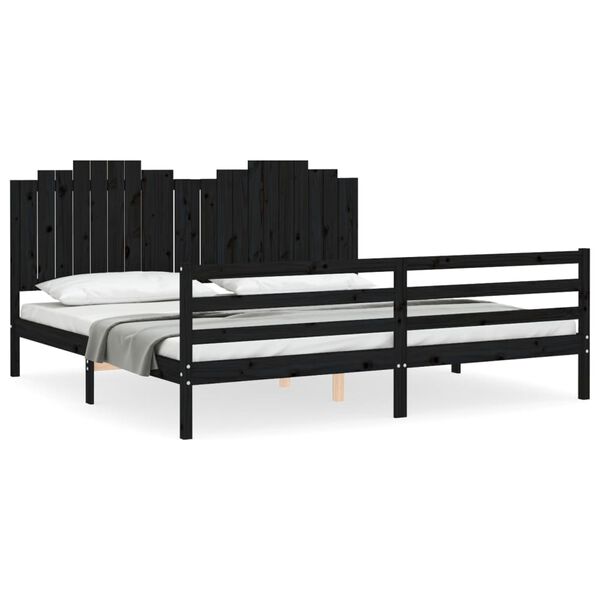 vidaXL Cadre de lit sans matelas noir 200x200 cm bois massif