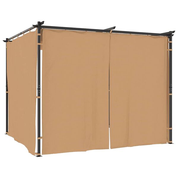 vidaXL Tonnelle avec rideaux 3x3 m Taupe Acier