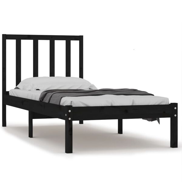 vidaXL Cadre de lit sans matelas noir bois de pin massif 90x190 cm