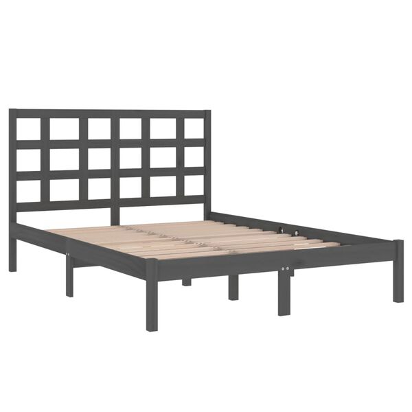 vidaXL Cadre de lit sans matelas gris 200x200 cm bois massif