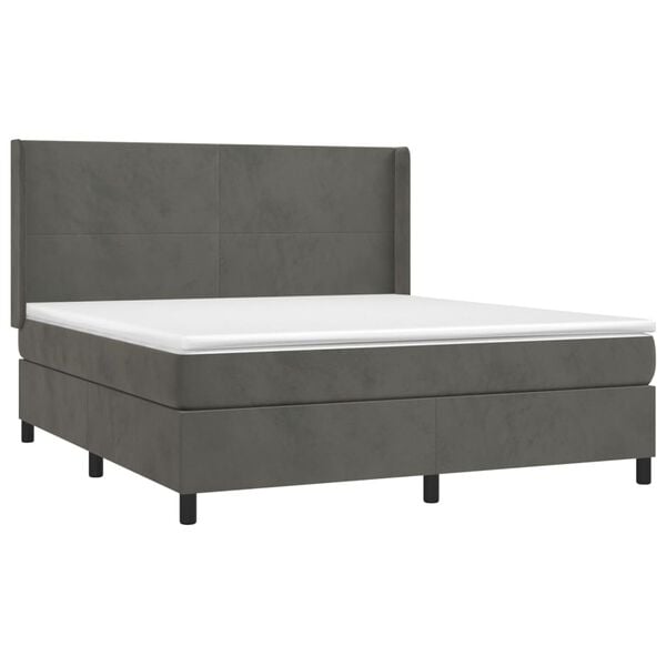 vidaXL Sommier &agrave; lattes de lit et matelas Gris fonc&eacute; 160x200cm Velours