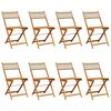 vidaXL Chaises pliantes 8 pi&egrave;ces en polyrotin beige et bois massif