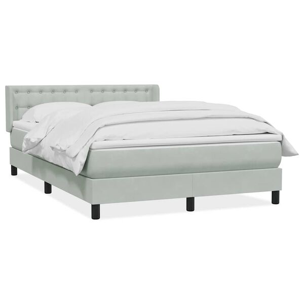 vidaXL Sommier &agrave; lattes de lit et matelas gris clair 160x220cm velours