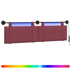 vidaXL T&ecirc;te de lit suspendue Avec lumi&egrave;re LED Bordeaux Tissu