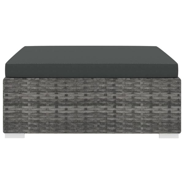 vidaXL Repose-pied sectionnel 1 pc avec coussin Résine tressée Gris