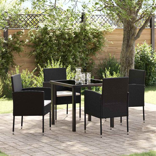 vidaXL Ensemble de salle &agrave; manger pour jardin 5 pcs Noir polyrotin
