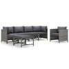 vidaXL Salon de jardin 7 pcs avec coussins R&eacute;sine tress&eacute;e Gris