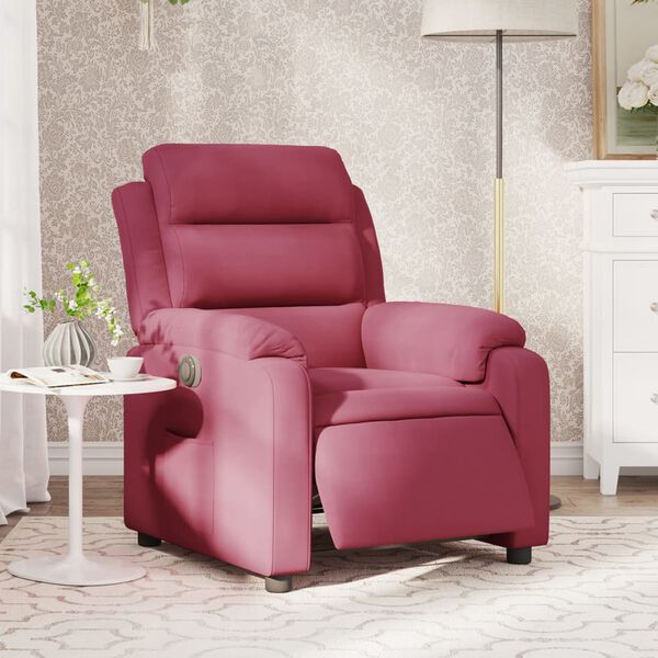vidaXL Fauteuil inclinable &eacute;lectrique rouge bordeaux velours