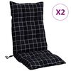 vidaXL Coussins de chaise &agrave; dossier haut lot de 2 motif carreaux noir