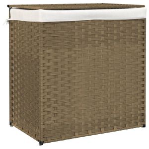 vidaXL Panier &agrave; linge avec 2 sections 53x35x57 cm r&eacute;sine tress&eacute;e