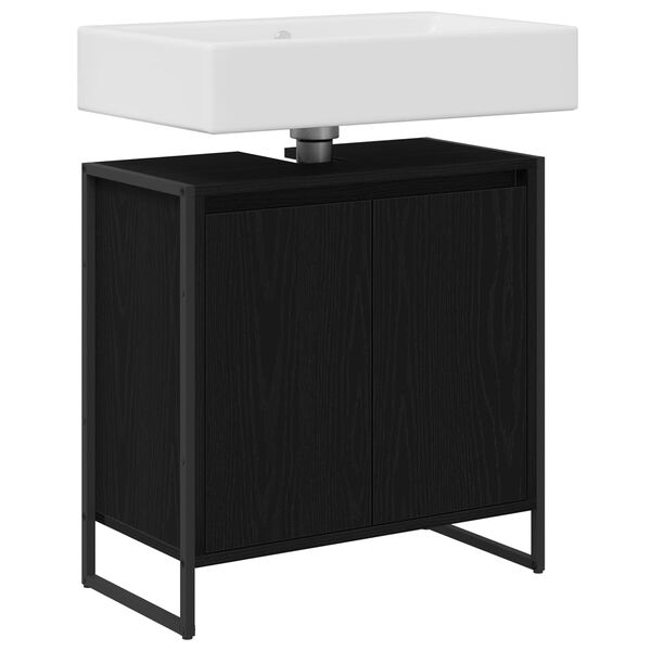 vidaXL Cabinet de salle de bain avec porte Ch&ecirc;ne noir 60 x 30 x 60 cm