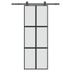 vidaXL Porte coulissante kit de quincaillerie tremp&eacute; verre aluminium