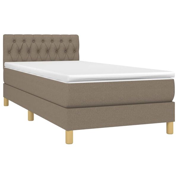 vidaXL Sommier &agrave; lattes de lit avec matelas LED Taupe 90x190 cm Tissu
