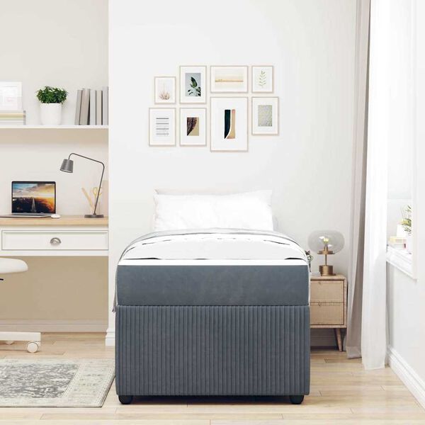 vidaXL Cadre de lit avec matelas Gris fonc&eacute; 80 x 200 cm tissu