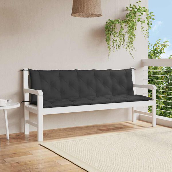 vidaXL Coussin de banc de jardin noir 180x(50+50)x7 cm tissu oxford
