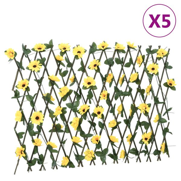 vidaXL&nbsp;Treillis de lierre artificiel extensible 5 pcs jaune 180x60 cm