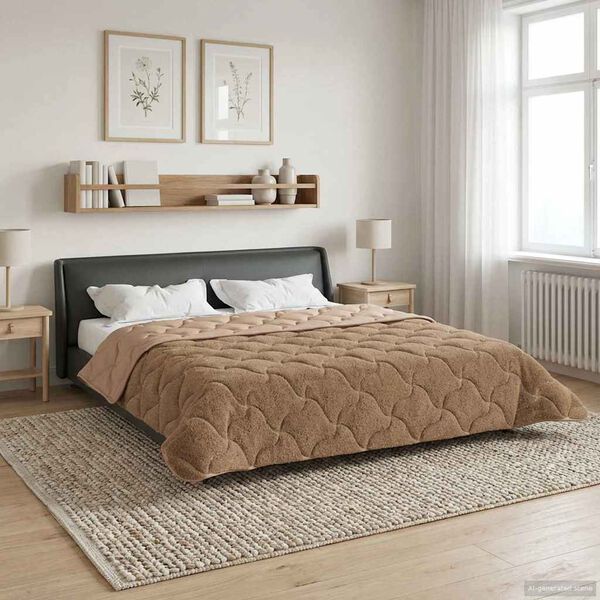 vidaXL Duvet complet toute l'ann&eacute;e Matelass&eacute; Taupe 200 x 240 cm