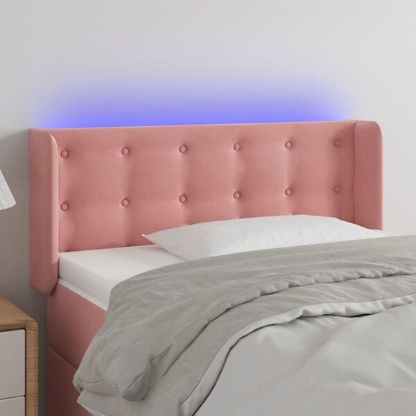 vidaXL T&ecirc;te de lit &agrave; LED Rose 83x16x78/88 cm Velours