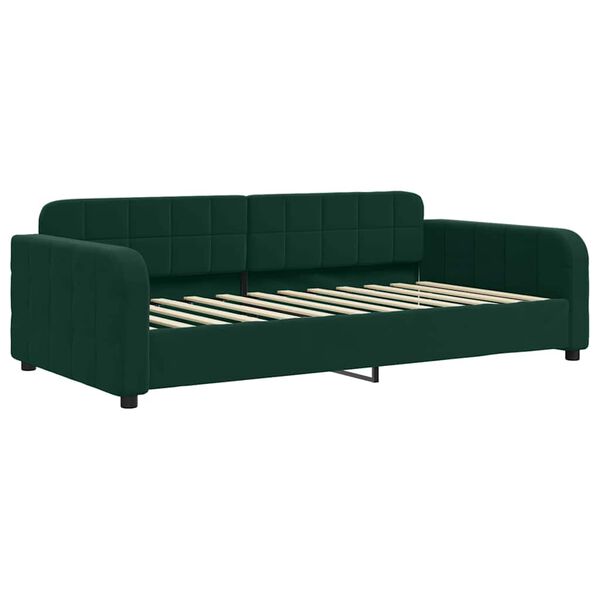 vidaXL Lit de jour avec gigogne et matelas vert fonc&eacute; 90x200cm velours