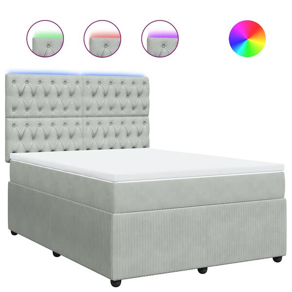 vidaXL Sommier &agrave; lattes de lit et matelas Gris clair 160x200cm Velours