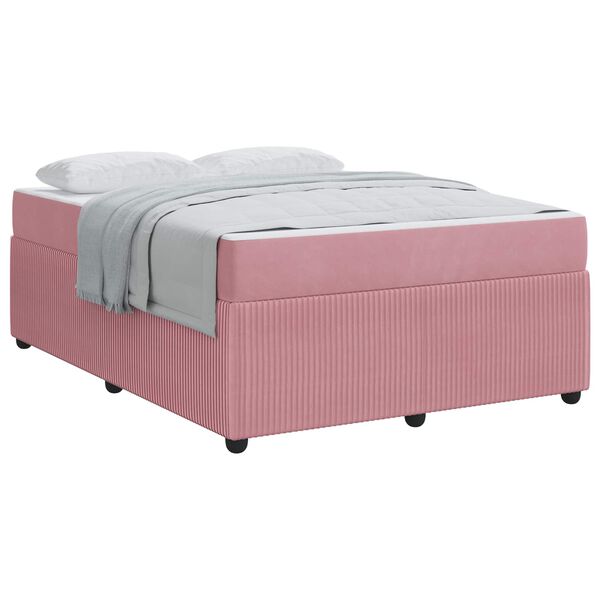 vidaXL Cadre de lit avec matelas Rose 140 x 200 cm tissu
