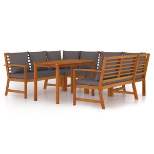 vidaXL Ensemble &agrave; manger de jardin coussins 7 pcs Bois acacia