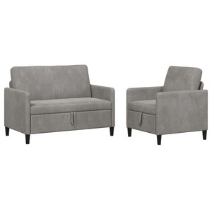 vidaXL Canap&eacute; avec rangement 2 pc Gris clair Polyester