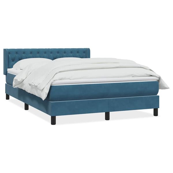 vidaXL Sommier &agrave; lattes de lit et matelas bleu fonc&eacute; 140x220cm velours