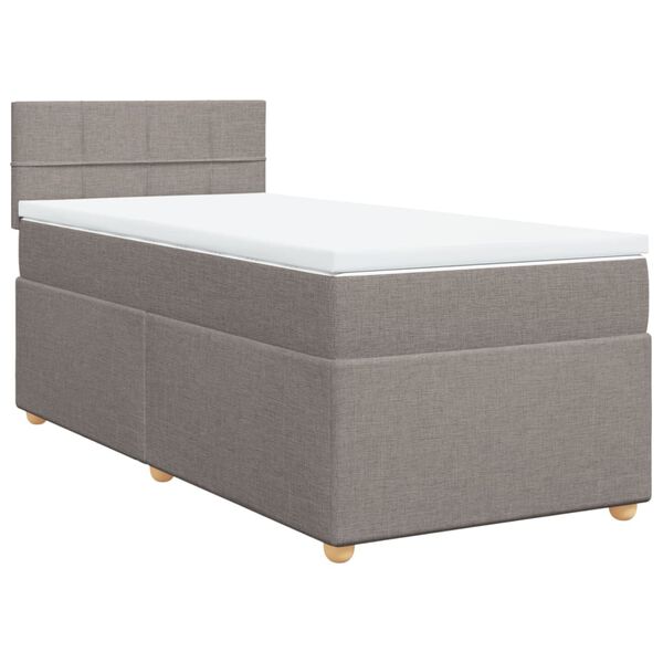 vidaXL Sommier &agrave; lattes de lit avec matelas Taupe 90x190 cm Tissu