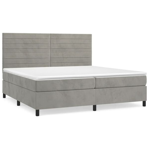 vidaXL Sommier &agrave; lattes de lit et matelas Gris clair 200x200cm Velours