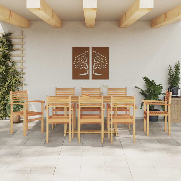 vidaXL Ensemble de salle &agrave; manger pour jardin 9 pcs Marron