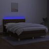 vidaXL Sommier &agrave; lattes de lit matelas et LED Marron fonc&eacute; 140x200 cm