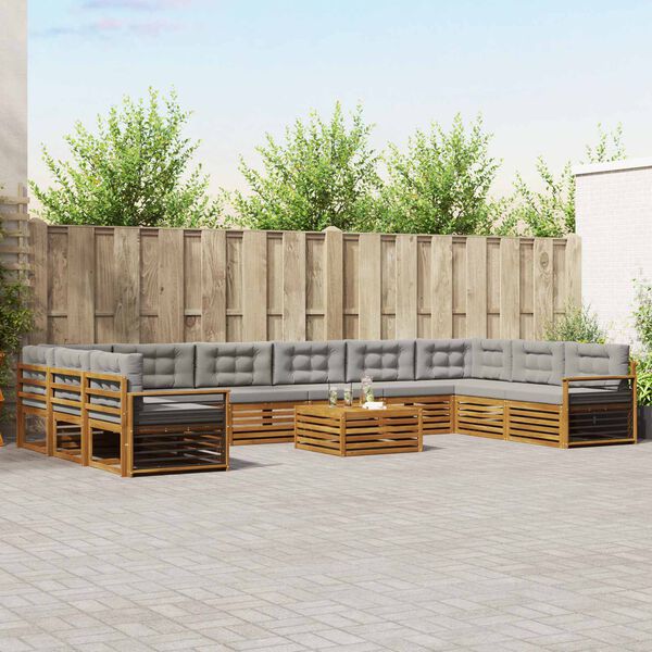 vidaXL Ensembles de canap&eacute;s avec coussin 11 pcs Gris Naturel et Clair