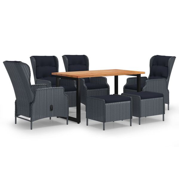 vidaXL Ensemble &agrave; manger de jardin avec coussins 7 pcs R&eacute;sine tress&eacute;e