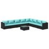 vidaXL Salon de jardin 9 pcs avec coussins R&eacute;sine tress&eacute;e Noir