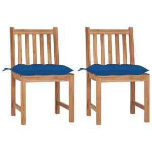 vidaXL Chaises de jardin lot de 2 avec coussins Bois de teck massif