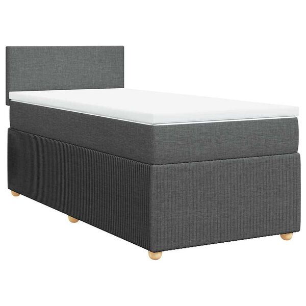 vidaXL Sommier &agrave; lattes de lit avec matelas Gris fonc&eacute; 90x200 cm Tissu