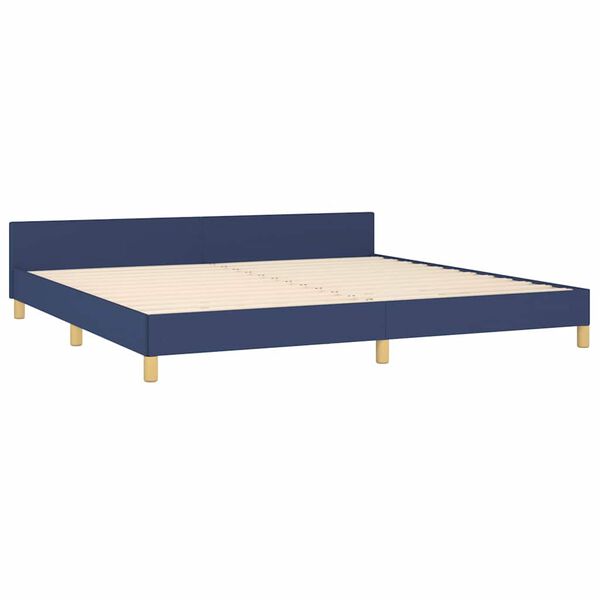 vidaXL Cadre de lit avec t&ecirc;te de lit sans matelas bleu 200x200cm tissu