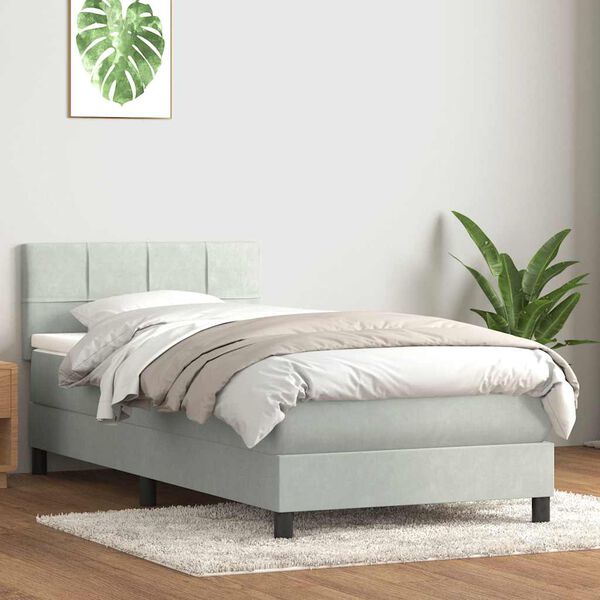 vidaXL Sommier &agrave; lattes de lit et matelas gris clair 80x210 cm velours