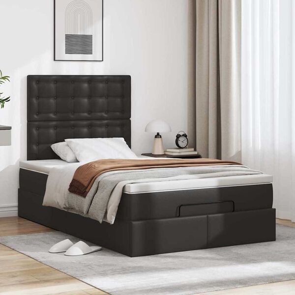 vidaXL Cadre de lit ottoman avec matelas noir 120x190 cm similicuir