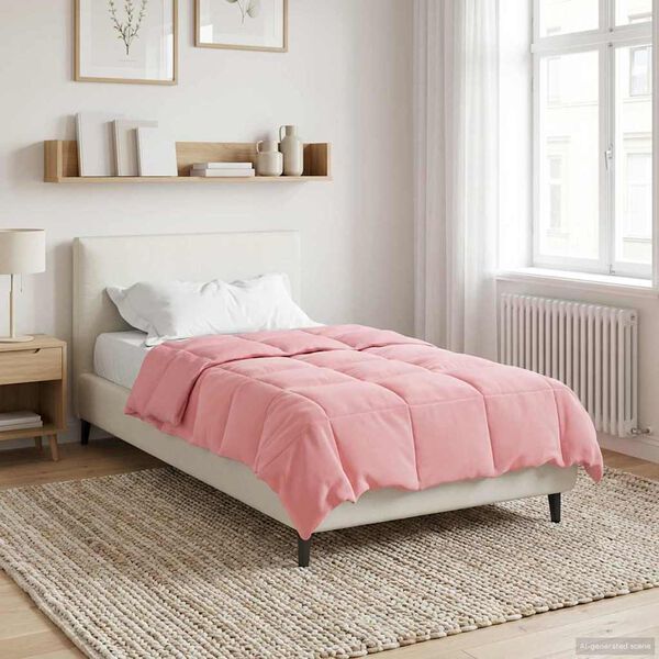 vidaXL Duvet d'&eacute;t&eacute; simple Matelass&eacute; Rose 140 x 220 cm Microfibre
