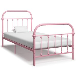 vidaXL Cadre de lit sans matelas rose m&eacute;tal 90x200 cm