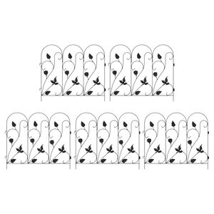 vidaXL Cl&ocirc;ture de jardin 5 pc Acier Noir