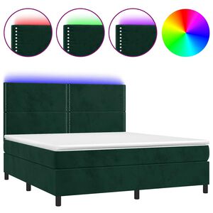 vidaXL Sommier &agrave; lattes de lit matelas et LED Vert fonc&eacute; 180x200 cm