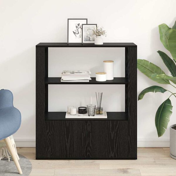 vidaXL Buffet Ch&ecirc;ne noir 30 x 80 x 90 cm Bois d'ing&eacute;nierie